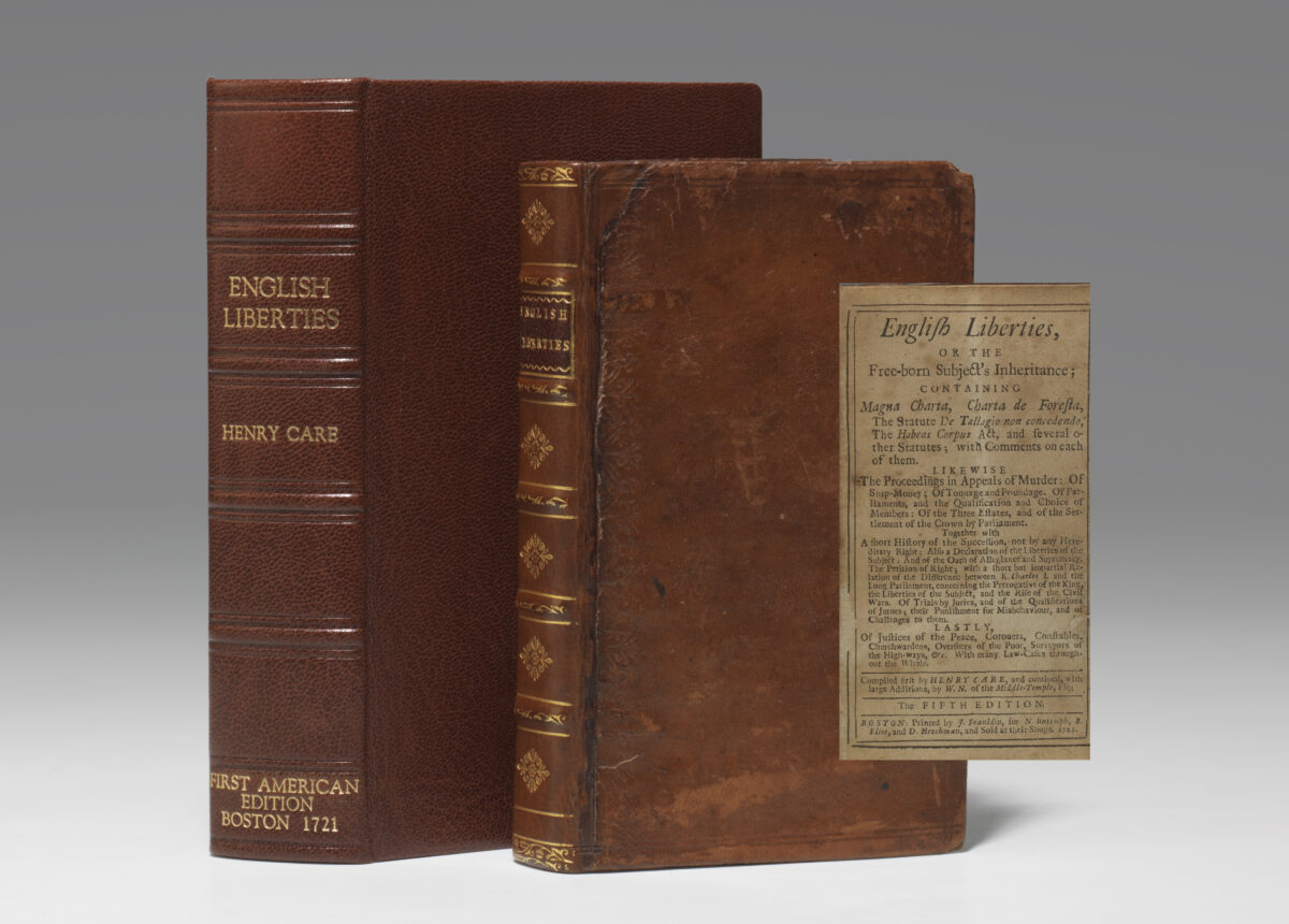 FRANKLIN, Benjamin; NELSON, William; CARE, Henry. English Liberties